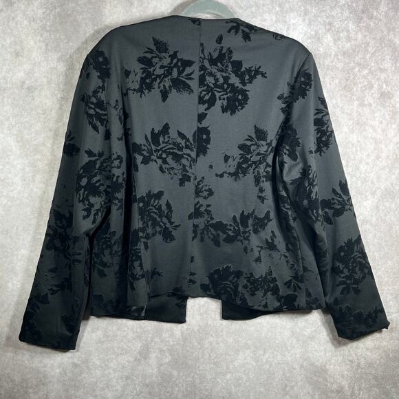 89th & Madison Blazer Jacket Womens XL Black Floral Velvet Burnout Open Front - Picture 6 of 10